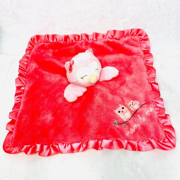 Baby Starters Mom & Me Lovey Security Blanket with Owl Satin Trim 14.5" Square - Picture 4 of 7